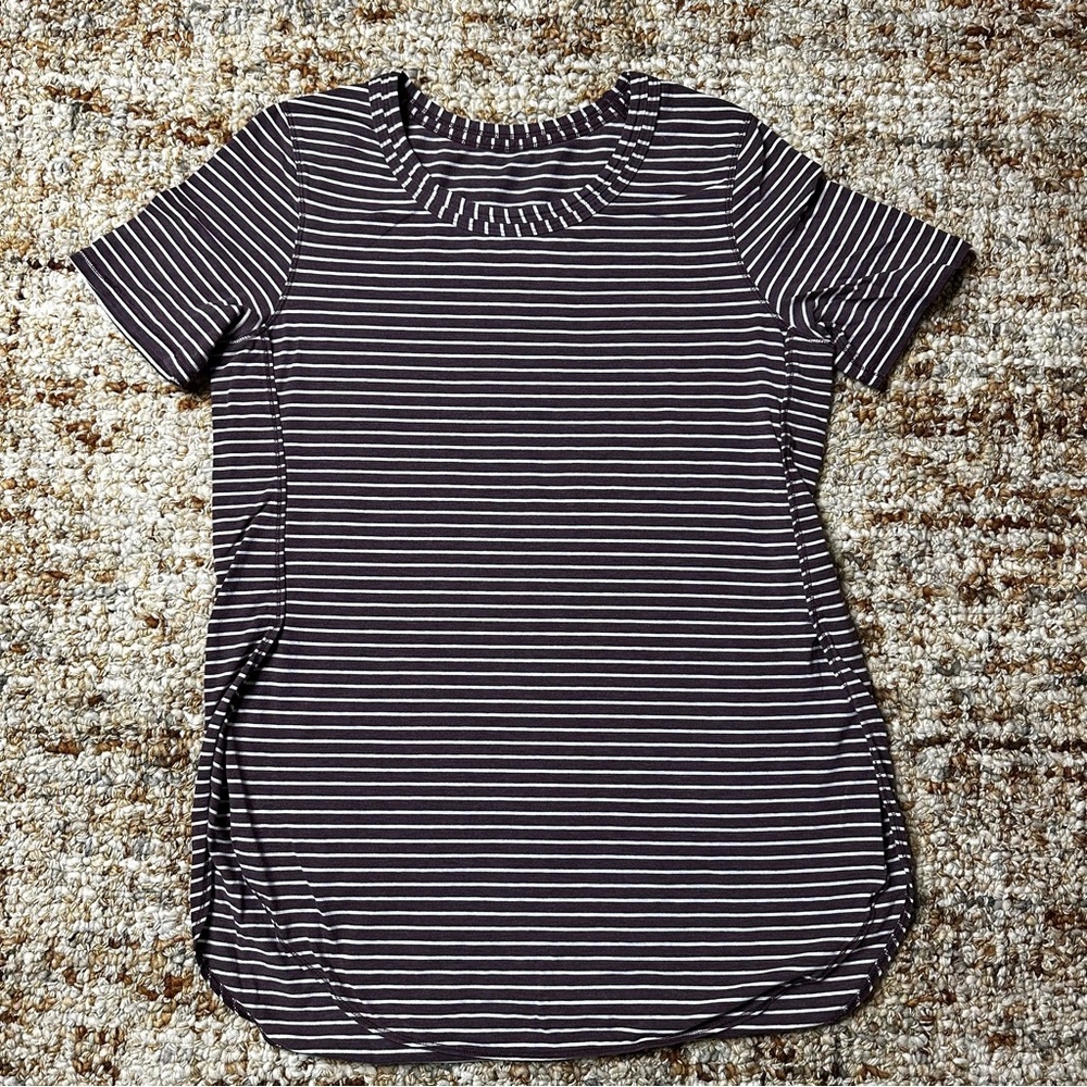 Lululemon Purple/White Horizontal Stripes Top